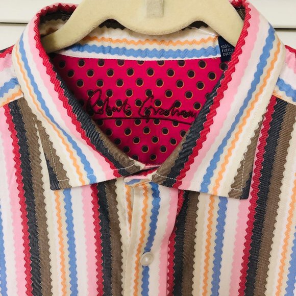 Robert Graham Other - Robert Graham Shirt 2XL WatermelonStripes Flip Cuf